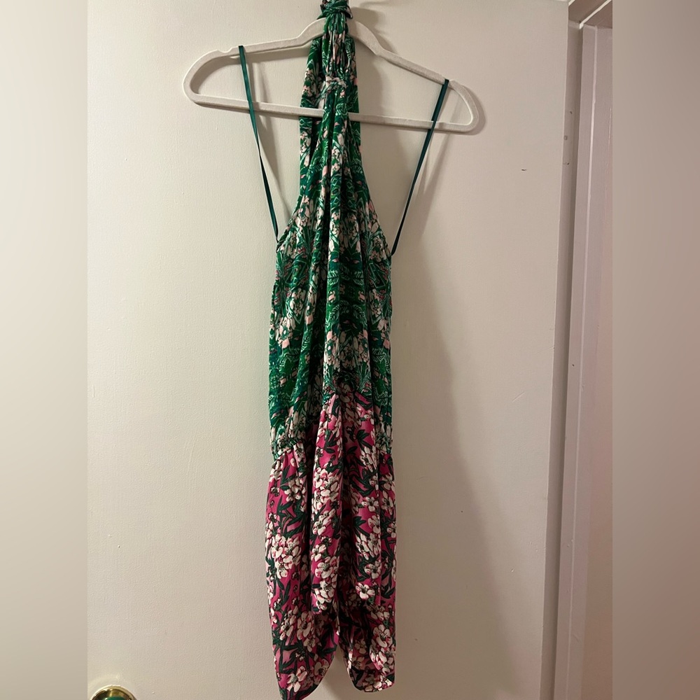 BCBGMaxAzria Green and Pink Floral Dress